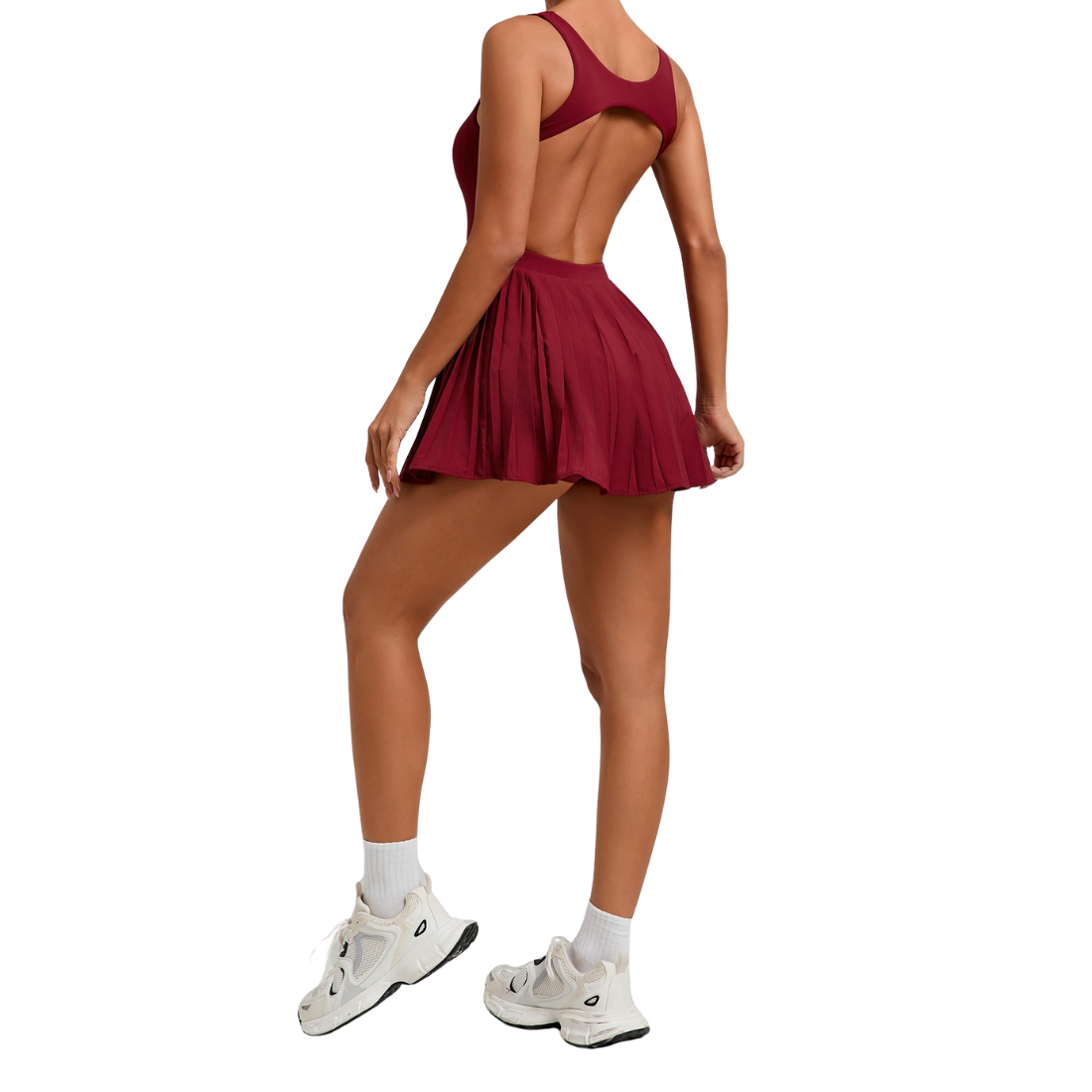 Women's back-revealing sporty dress: Red / M