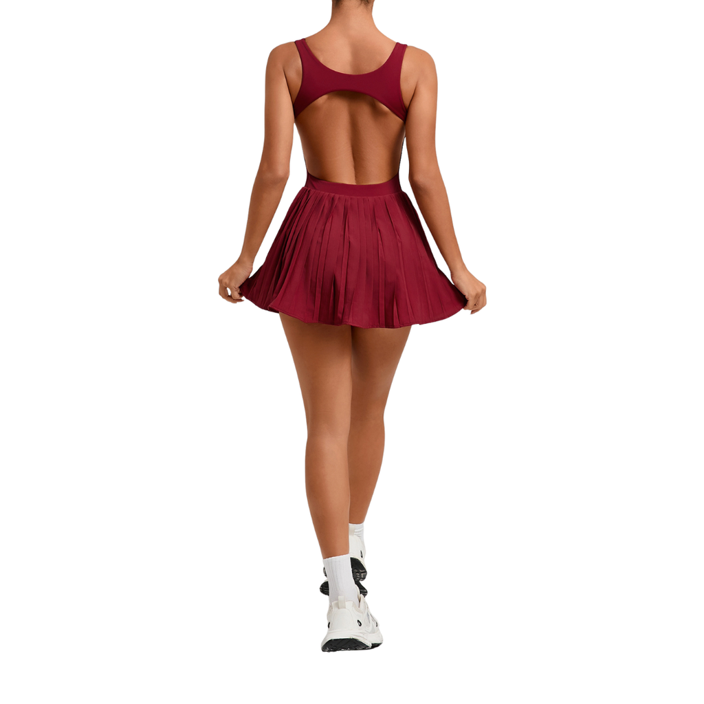 Women's back-revealing sporty dress: Red / M