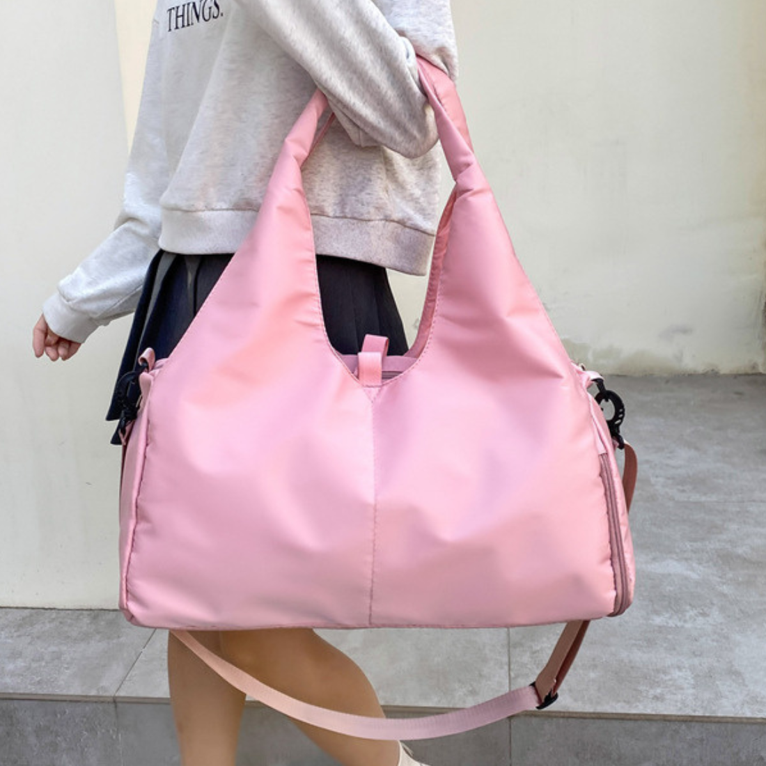 Women's Oxford Fabric Casual Large Shoulder Gym Bag: Gray / One Size